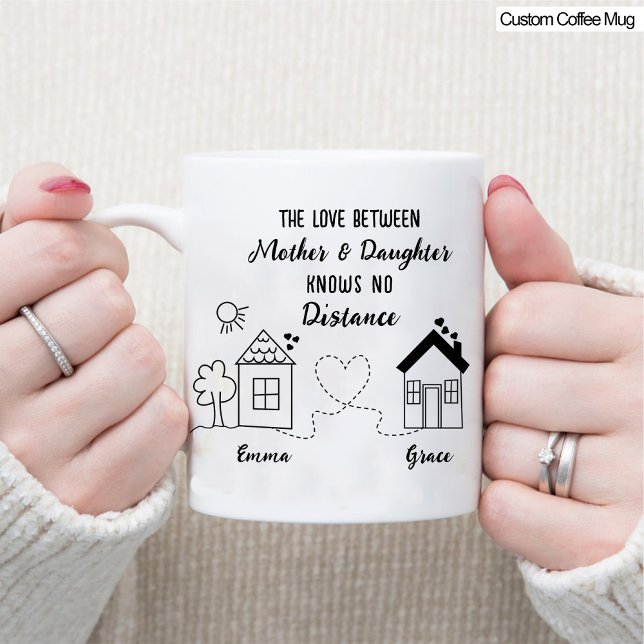 Caneca Melhor Mãe e Filha Amor Longa Distância Café (Best Mom and Daughter Long Distance Love Coffee Mug)