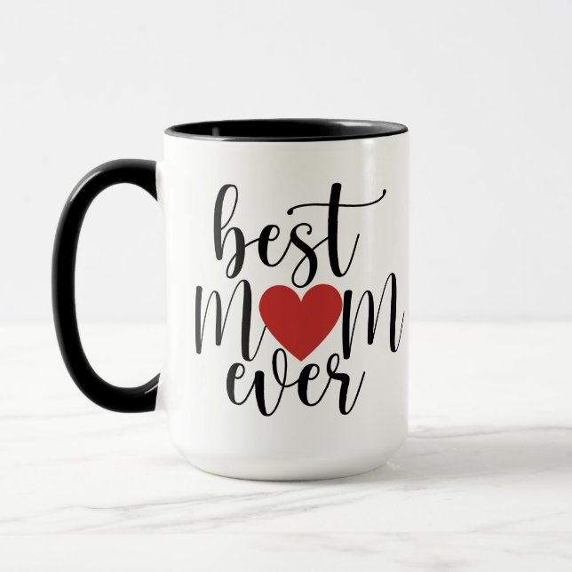 Caneca Melhor Mãe já Escrita Decorativa com Coração Verme (Esquerda)