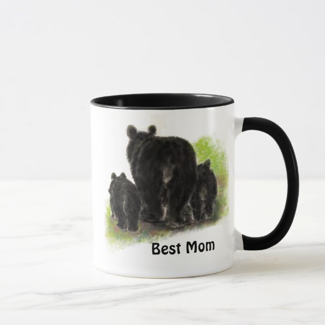 Caneca Melhor Mãe, Mãe, Bonita, Ursa Negra (Direita)