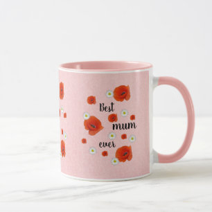 Caneca Melhor mãe - margaridas e papoilas, personalizado