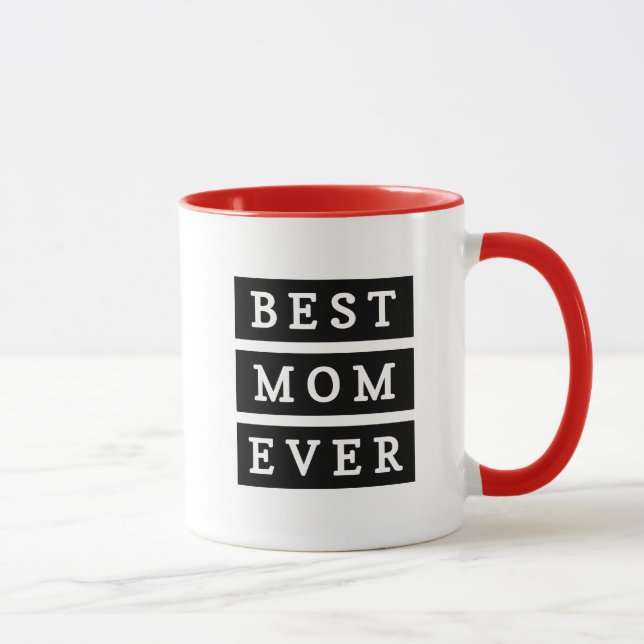 Caneca Melhor mãe moderna, preto e branco Vermelho (Direita)