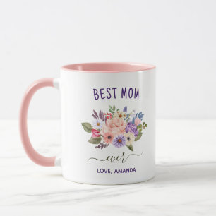 Caneca Melhor Mãe PERSONALIZÁVEL   Flores russas Bonito