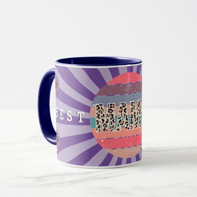 Caneca Melhor Mãe Roxo Floral Personalizar Mug (Frente Esquerda)