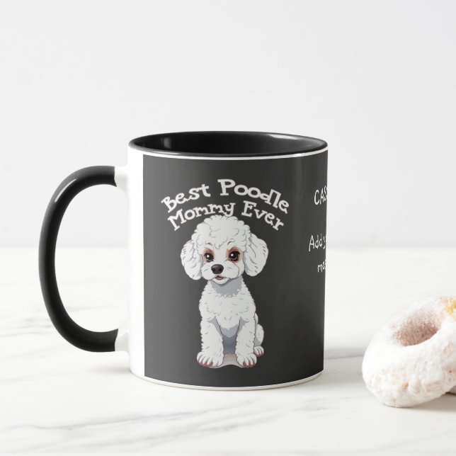 Caneca Melhor Mamãe de Poodle, costume da mãe de poodle (Com Donut)