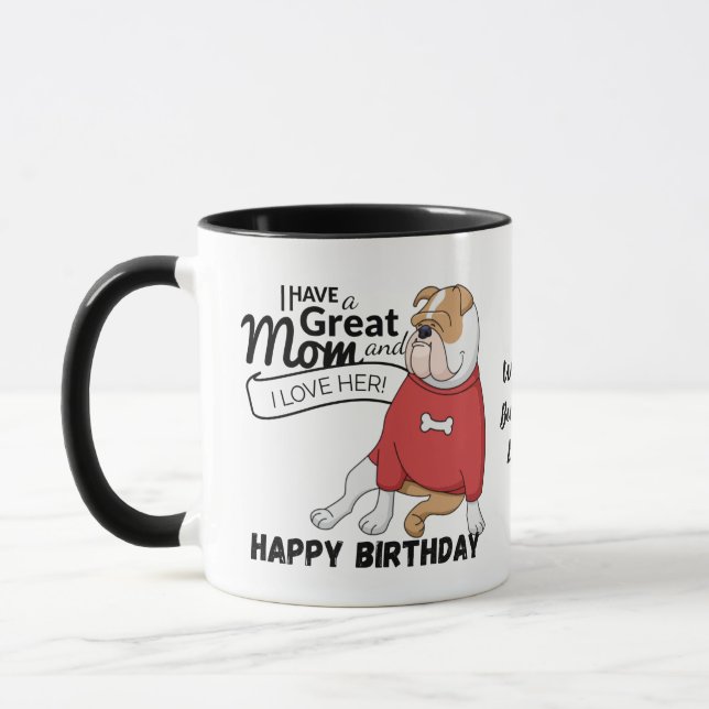 Caneca MELHOR MOM BULLDOG INGLÊS do mundo personalizado (Esquerda)