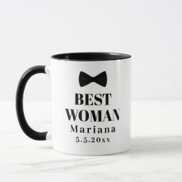Caneca melhor mulher gravata borboleta preta e branca cas