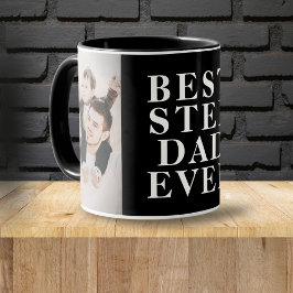 Caneca Melhor Padrasto de Todos 2 Colagem de Fotos Preto