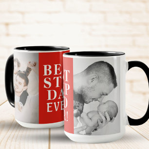 Caneca Melhor Padrasto de Todos os Tempos 2 Colagem de Fo