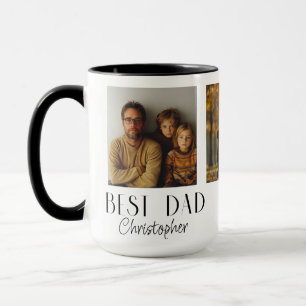 Caneca Melhor Pai 3 Fotografia Colagem de Nome Personaliz