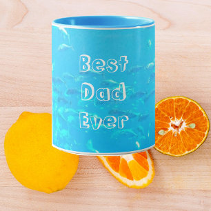 Caneca Melhor Pai da Escola Azul de Peixes no Oceano