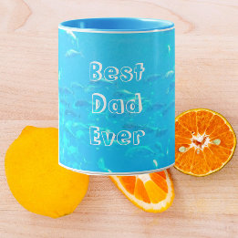 Caneca Melhor Pai da Escola Azul de Peixes no Oceano