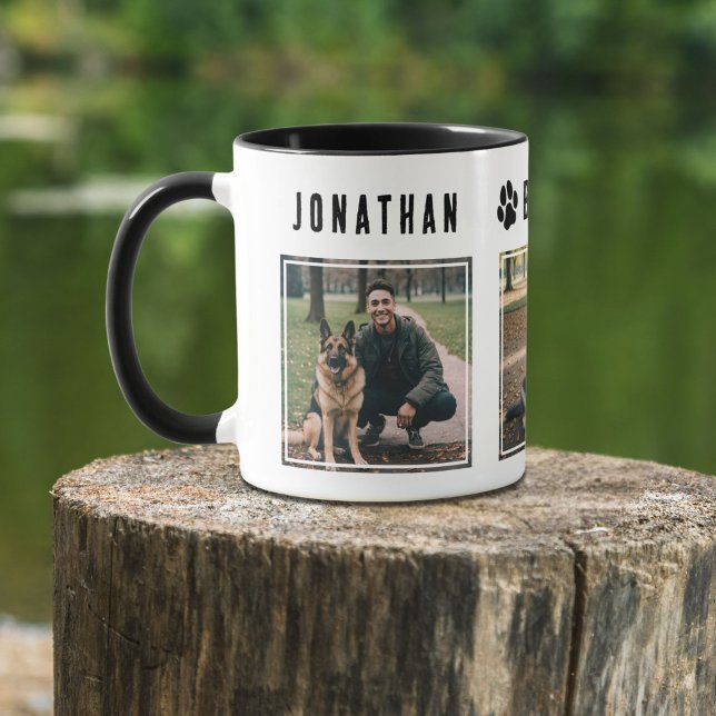 Caneca Melhor Pai de Cachorro de Preto e Branco 3 Foto (Criador carregado)
