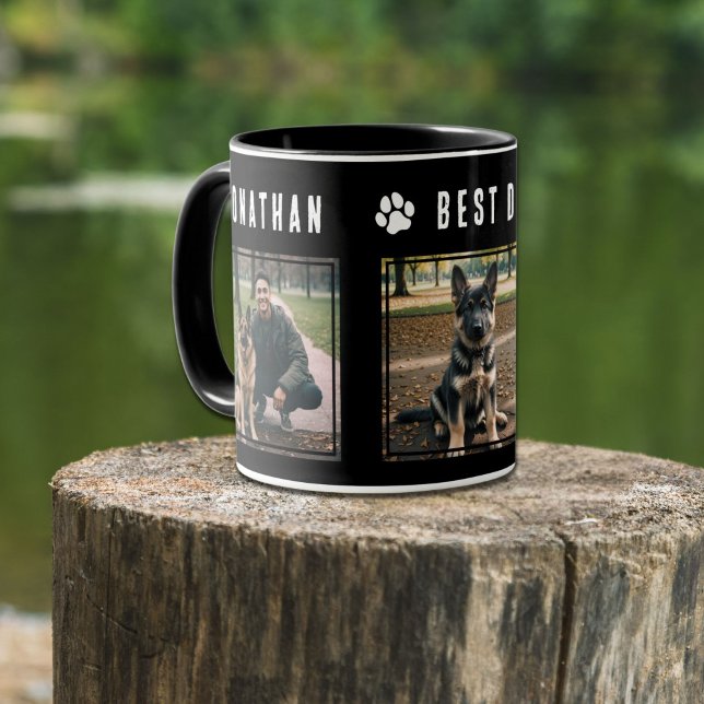 Caneca Melhor Pai de Cachorro de Todos Preto Branco 3 Fot (Criador carregado)