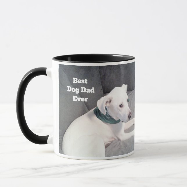 Caneca Melhor Pai De Cachorro Negra Cachorro Branco Cacho (Esquerda)