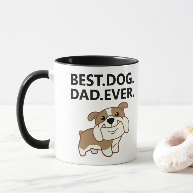 Caneca Melhor Pai De Cães - Inglês Buldog Puppy (Com Donut)