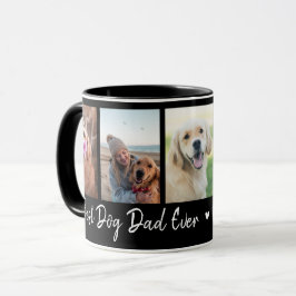 Caneca Melhor Pai De Cão De Colagem De Fotos Pet 5 Preto