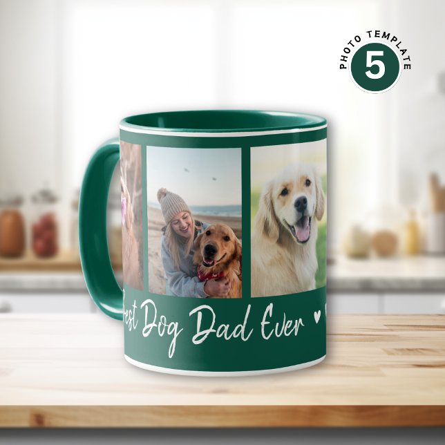 Caneca Melhor Pai De Cão Do Que O Verde De Colagem De Fot (Criador carregado)