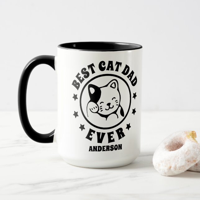 Caneca Melhor Pai de Cat Personalizado Nunca Nome Persona (Com Donut)