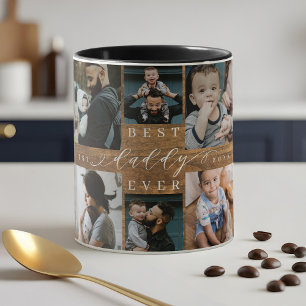 Caneca Melhor Pai de Colagem de Fotos de Woodgrão Keepsas