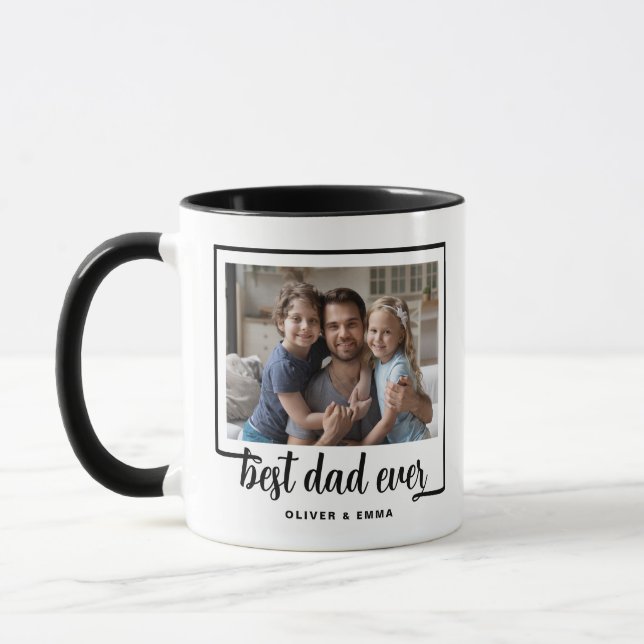 Caneca Melhor Pai de Todos Foto Moderna Preto (Esquerda)