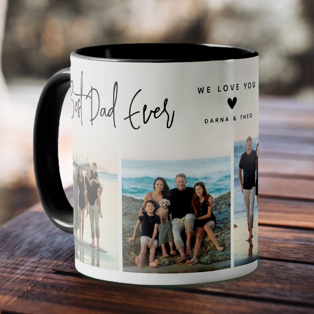 Caneca Melhor Pai de Todos os Tempos Script 4x Foto (Best Dad Ever Script Coffee Mug)