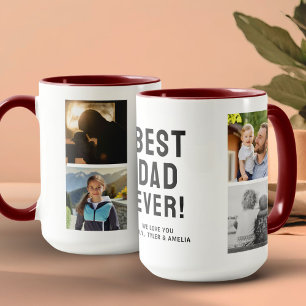 Caneca Melhor Pai do Mundo 4 Colagem de Fotos Vermelho