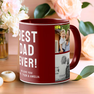 Caneca Melhor Pai do Mundo 4 Colagem de Fotos Vermelho
