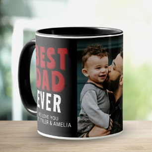 Caneca Melhor Pai do Mundo Preto Vermelho Foto de Família