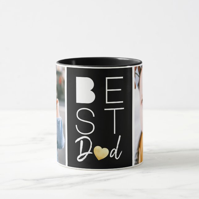 Caneca Melhor Pai Duas Fotografias Voltar Mug (Centro)