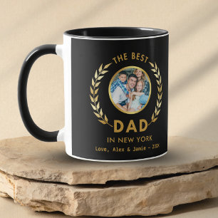 Caneca Melhor Pai em Nova York Personalizada Foto Preta e