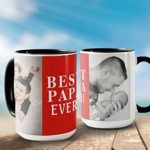 Caneca Melhor Papai de Todos 2 Colagem de Fotos Vermelho