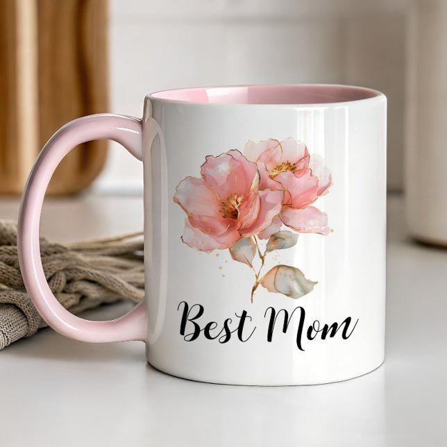 Caneca Melhor Presente do Dia das Mães - Rosa Boho (Criador carregado)