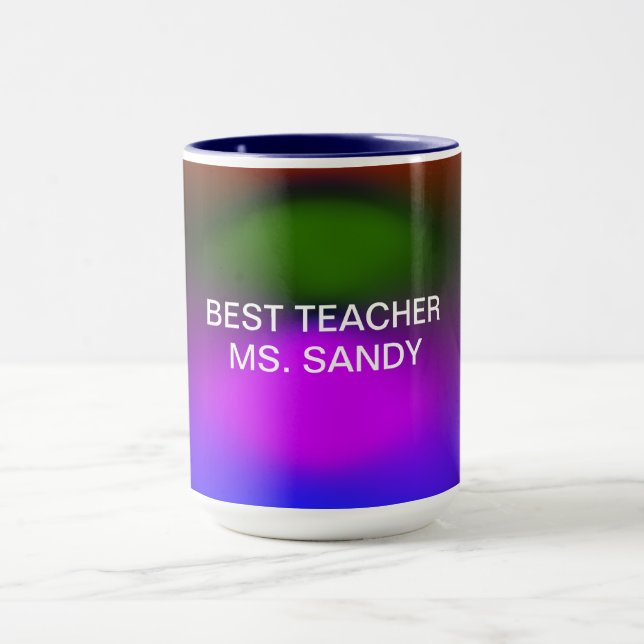 Caneca Melhor Professor Adicionar Nome Azul, Roxo, Verde  (Centro)