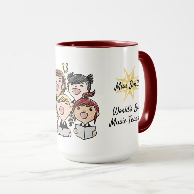 Caneca Melhor Professor de Música do Mundo Cantando Coro  (Frente Esquerda)