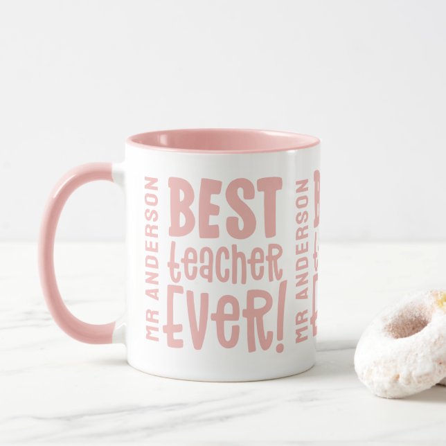 Caneca Melhor professor de obrigado que você ensina rosa  (Com Donut)
