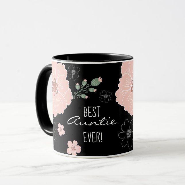 Caneca Melhor Tia Alguma Vez Floral Mug (Frente Esquerda)