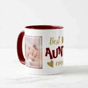 Caneca Melhor Tia Ever 2 Fotografia Maroon E Dourada