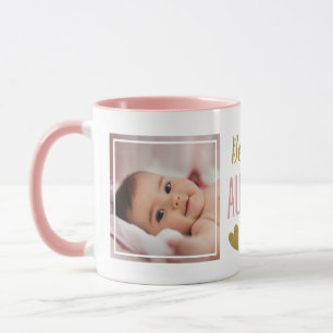 Caneca Melhor Tia, Rosa E Dourada, Com 2 Fotografias