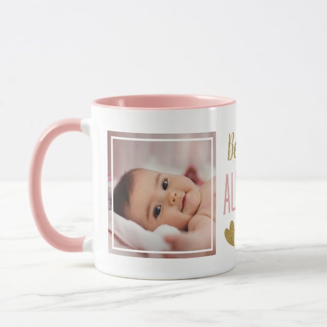Caneca Melhor Tia, Rosa E Dourada, Com 2 Fotografias (Esquerda)