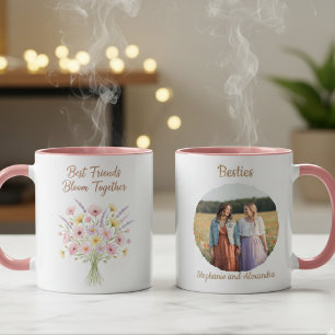Caneca Melhores Amigas Florescem Juntas Presente Floral d