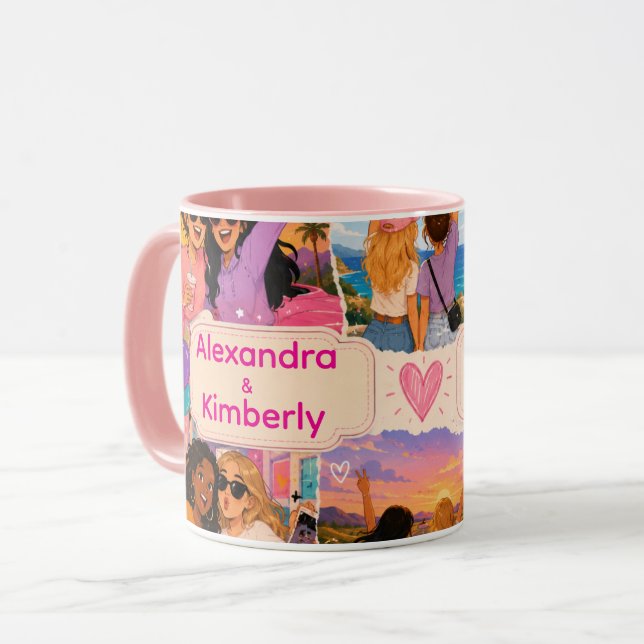 Caneca MELHORES AMIGAS! Presente de Nomes Personalizados (Frente Esquerda)