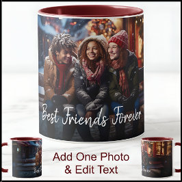 Caneca Melhores Amigos Um Modelo de Foto Com Texto Chique
