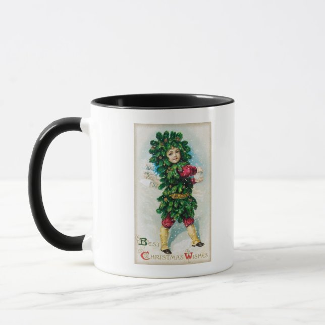 Caneca Melhores Desejos de Natal Homem de Casaco Evergree (Esquerda)