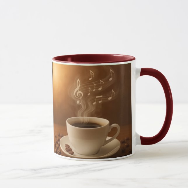 Caneca "Melodies in Steam: Musical Coffee Cup Art Mug" (Direita)