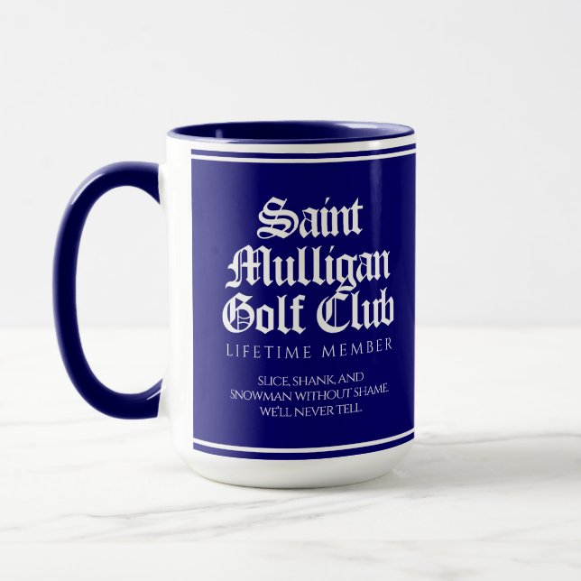 Caneca Membro vitalício do engraçado Saint Mulligan Golf  (Esquerda)