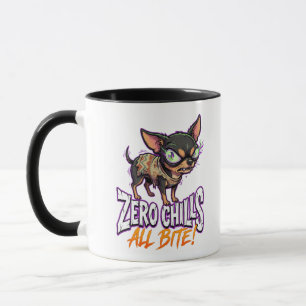 Caneca Meme de Chihuahua Sarcástico Zero Chills Tudo Bite