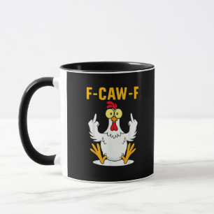 Caneca Meme de Galo com Citação F-Caw-F
