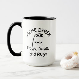 Caneca MEME DEGEN - Rãs, Cães e Tapetes | Cripto Engraçad