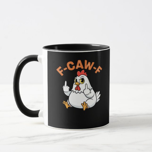 Caneca Meme Engraçado F-Caw-F Frango (Esquerda)