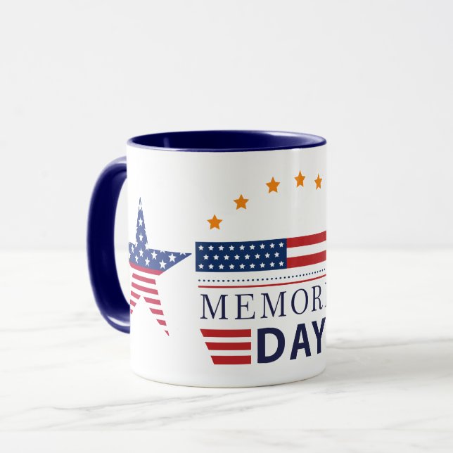 Caneca Memorial Day American Flag Stars Patriotic Combo (Frente Esquerda)